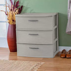 Tour de rangement en plastique large à 3 tiroirs – 60,96 cm H x 55,58 cm L x 40,34 cm P, Gris foncé