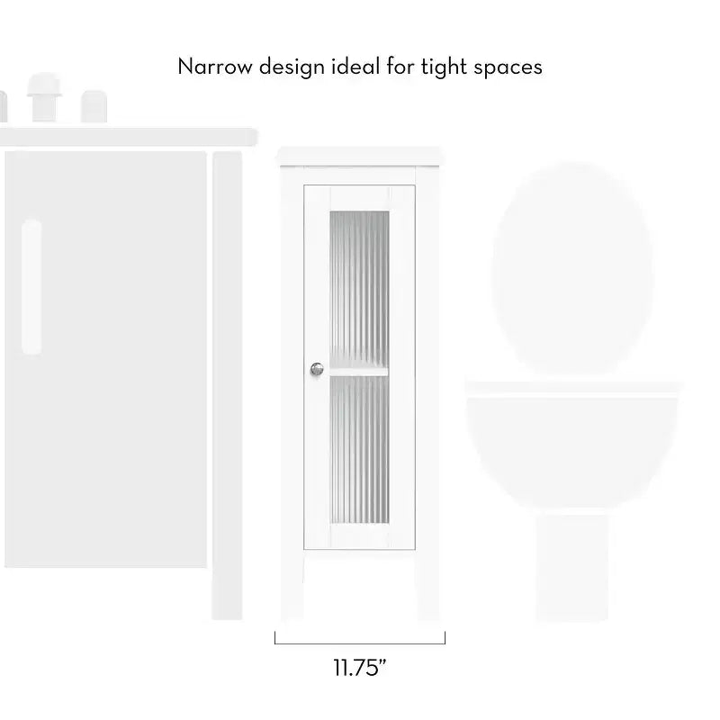 Meuble de rangement étroit et haut pour salle de bain et buanderie avec étagères réglables – Blanc