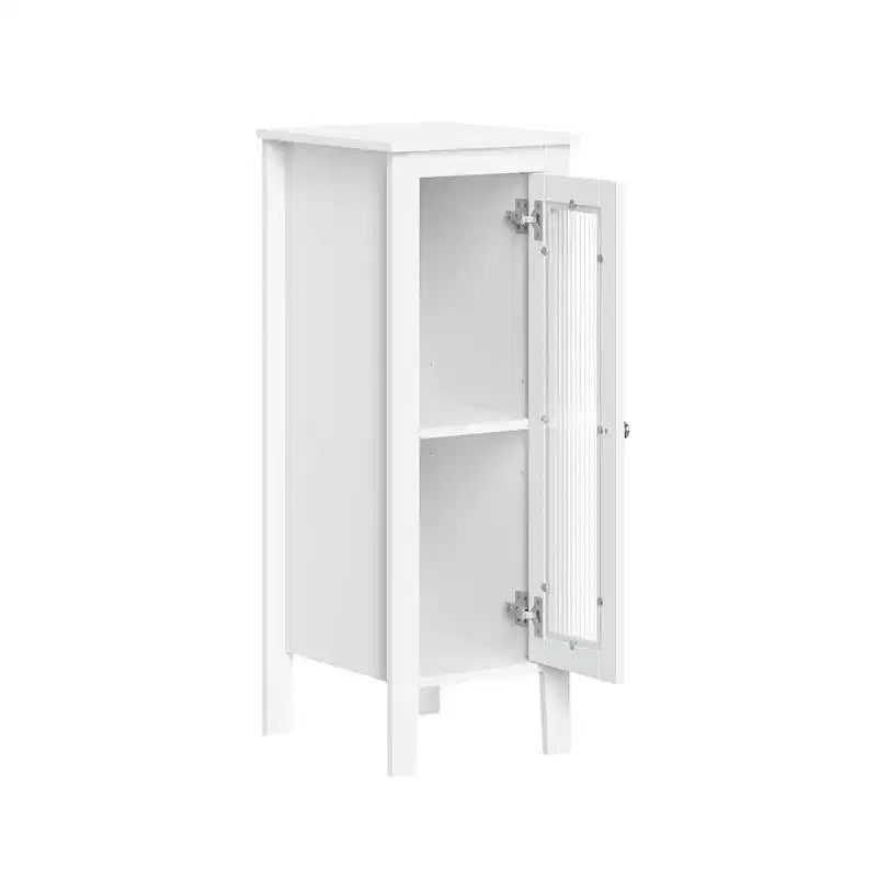 Meuble de rangement étroit et haut pour salle de bain et buanderie avec étagères réglables – Blanc