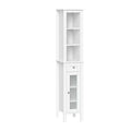 RiverRidge Prescott Tall Bathroom Storage Linen Cabinet and Organizer with Drawer, Glass Door, and Shelves - White