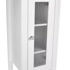 Armoire de toilette haute en lin avec porte vitrée, tiroir et étagères – 152 cm H x 30 cm L x 33 cm P, blanche