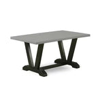Table de salle à manger rectangulaire en bois d'hévéa avec pied central en V, 4 places – 152 cm (L) x 91 cm (l) x 76 cm (H)