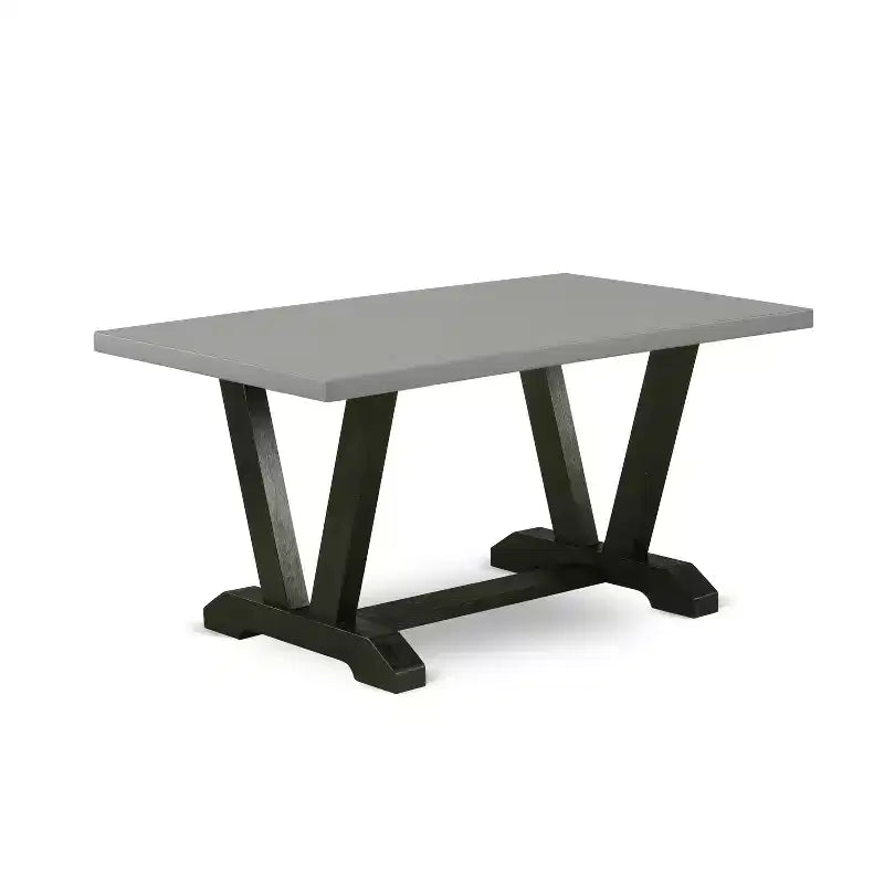 Table de salle à manger rectangulaire en bois d'hévéa avec pied central en V, 4 places – 152 cm (L) x 91 cm (l) x 76 cm (H)