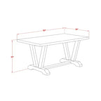 Table de salle à manger rectangulaire en bois d'hévéa avec pied central en V, 4 places – 152 cm (L) x 91 cm (l) x 76 cm (H)