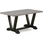 Table de salle à manger rectangulaire en bois d'hévéa avec pied central en V, 4 places – 152 cm (L) x 91 cm (l) x 76 cm (H)
