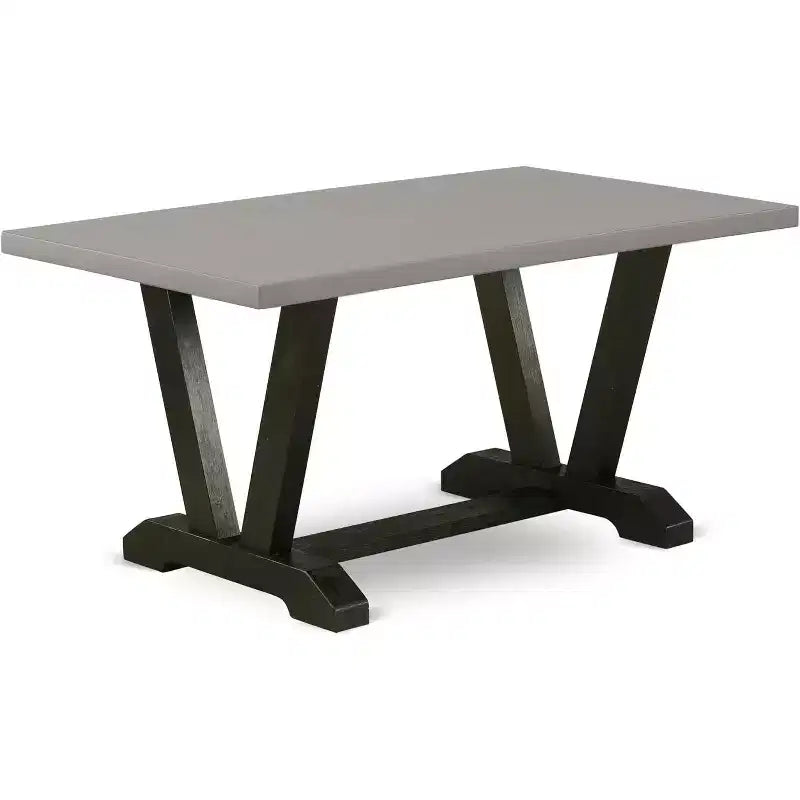 Table de salle à manger rectangulaire en bois d'hévéa avec pied central en V, 4 places – 152 cm (L) x 91 cm (l) x 76 cm (H)