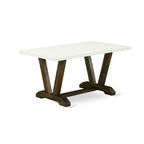 Table de salle à manger rectangulaire en bois d'hévéa avec pied central en V, 4 places – 152 cm (L) x 91 cm (l) x 76 cm (H)