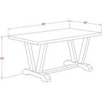 Table de salle à manger rectangulaire en bois d'hévéa avec pied central en V, 4 places – 152 cm (L) x 91 cm (l) x 76 cm (H)