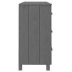 Commode 6 tiroirs en pin massif avec tiroirs à fermeture amortie – 113 cm (L) x 40 cm (P) x 80 cm (H), gris foncé