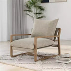 Fauteuil d'appoint rembourré de style élingue avec cadre en bois massif – Assise L 72,4 cm x P 69,8 cm, Hauteur 38,1 cm