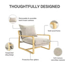 Fauteuil d'appoint rembourré de style élingue avec cadre en bois massif – Assise L 72,4 cm x P 69,8 cm, Hauteur 38,1 cm