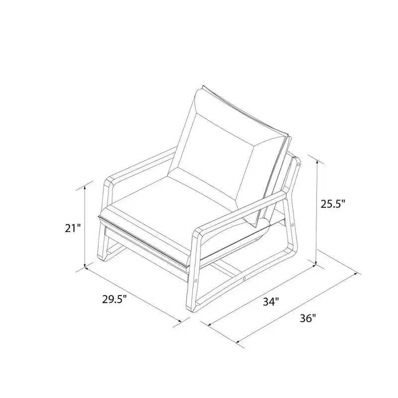 Fauteuil d'appoint rembourré de style élingue avec cadre en bois massif – Assise L 72,4 cm x P 69,8 cm, Hauteur 38,1 cm