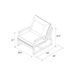 Fauteuil d'appoint rembourré de style élingue avec cadre en bois massif – Assise L 72,4 cm x P 69,8 cm, Hauteur 38,1 cm