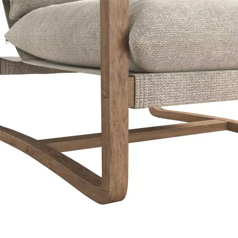 Fauteuil d'appoint rembourré de style élingue avec cadre en bois massif – Assise L 72,4 cm x P 69,8 cm, Hauteur 38,1 cm