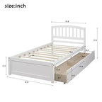 Lit plateforme jumeau avec 2 tiroirs de rangement et une tête de lit – 79,5" L x 41,8" l x 37,4" H