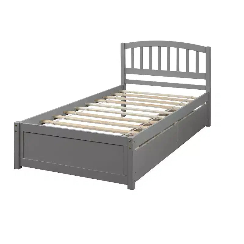 Lit plateforme jumeau avec 2 tiroirs de rangement et une tête de lit – 79,5" L x 41,8" l x 37,4" H