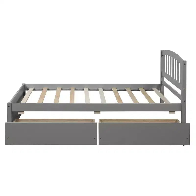 Lit plateforme jumeau avec 2 tiroirs de rangement et une tête de lit – 79,5" L x 41,8" l x 37,4" H