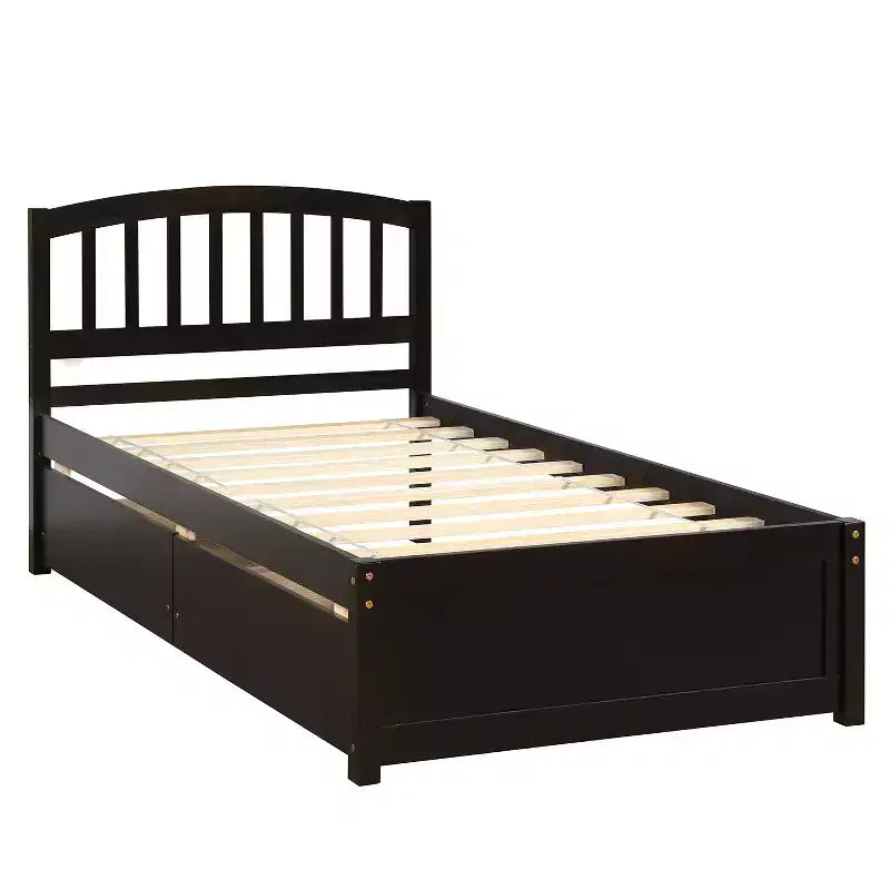 Lit plateforme jumeau avec 2 tiroirs de rangement et une tête de lit – 79,5" L x 41,8" l x 37,4" H