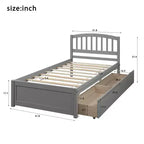 Lit plateforme jumeau avec 2 tiroirs de rangement et une tête de lit – 79,5" L x 41,8" l x 37,4" H