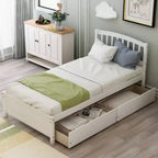 Lit plateforme jumeau avec 2 tiroirs de rangement et une tête de lit – 79,5" L x 41,8" l x 37,4" H