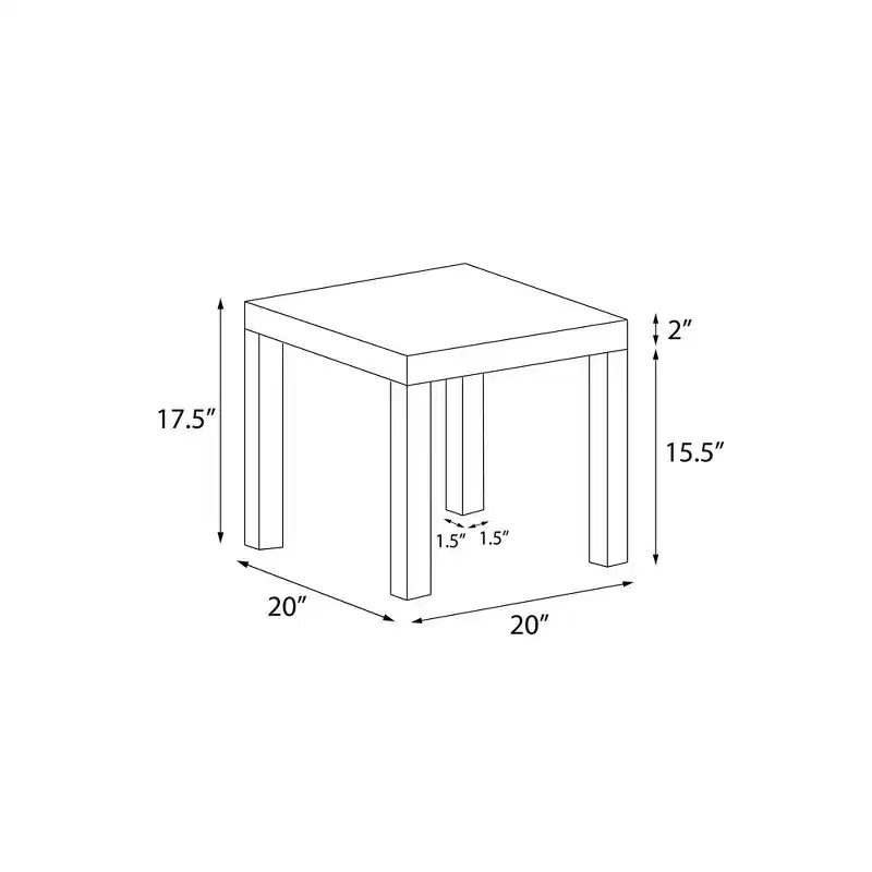 Table d'appoint style Parsons avec âme creuse laminée en PVC – 17,5" H x 20" L x 20" P, Espresso