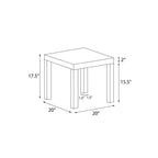 Table d'appoint style Parsons avec âme creuse laminée en PVC – 17,5" H x 20" L x 20" P, Espresso