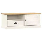 vidaXL VIGO White Solid Wood Pine TV Stand Entertainment Center - 41.7x15.7x15.7 with Drawer, Open Shelf & Cabinet, Easy Clean