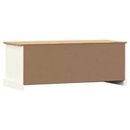 Meuble TV en pin massif avec tiroir, étagère ouverte et placard – 106 cm (L) x 40 cm (P) x 40 cm (H), Blanc