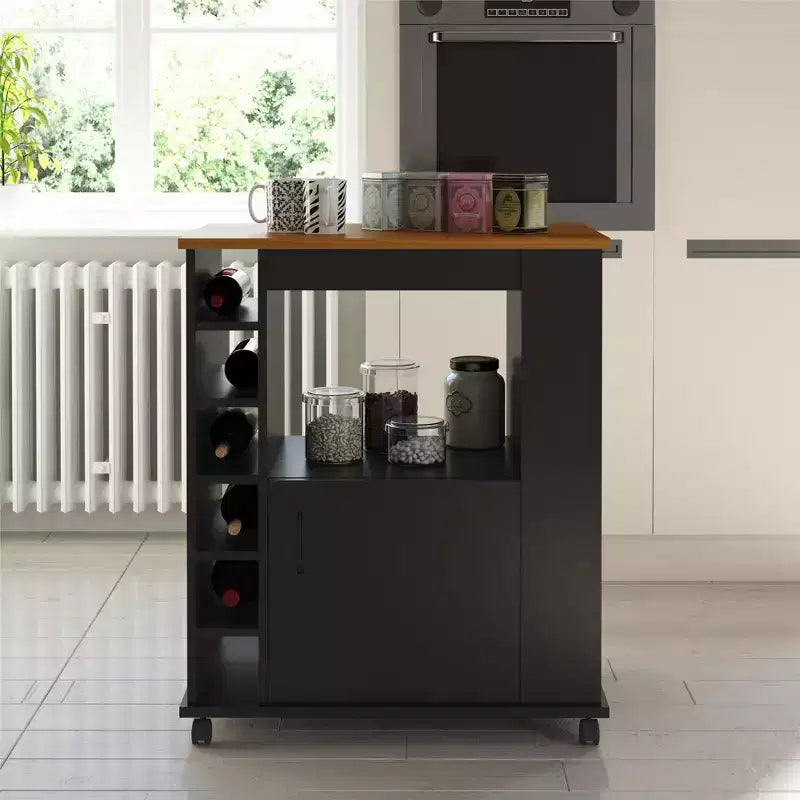 Desserte de cuisine roulante avec casiers à vin et étagères – 89,23 cm H x 75,26 cm L x 43,82 cm P