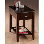 Table d'appoint contemporaine à 1 tiroir – 61 cm (H) x 41 cm (l) x 61 cm (P), structure en peuplier marron