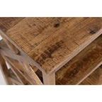 Table d'appoint latérale en X en manguier massif avec 2 étagères – 61 cm (H) x 43 cm (L) x 35 cm (P), finition dorée