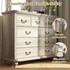 Commode à 9 tiroirs avec poignées métalliques – Meuble de rangement en bois pour chambre ou salon