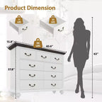 Commode à 9 tiroirs avec poignées métalliques – Meuble de rangement en bois pour chambre ou salon