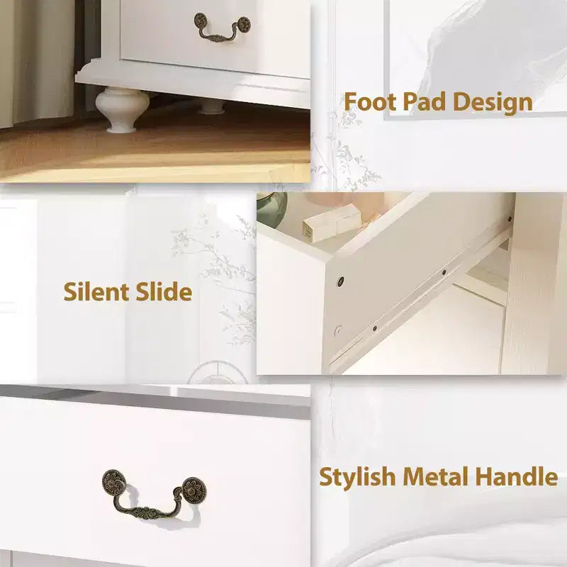 Commode à 9 tiroirs avec poignées métalliques – Meuble de rangement en bois pour chambre ou salon