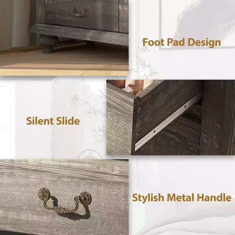 Commode à 9 tiroirs avec poignées métalliques – Meuble de rangement en bois pour chambre ou salon