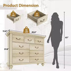 Commode à 9 tiroirs avec poignées métalliques – Meuble de rangement en bois pour chambre ou salon