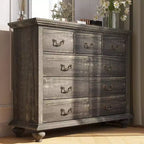 9 Drawers Dresser, Wood Rustic Chest of Drawers with Metal Handles, Storage Organizer for Bedroom, Living Room