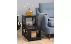 Table d'appoint à 2 niveaux avec cadre en L et trois étagères de rangement – 60,3 cm H x 60,3 cm L x 35,6 cm P, Espresso