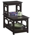 Table d'appoint à 2 niveaux avec cadre en L et trois étagères de rangement – 60,3 cm H x 60,3 cm L x 35,6 cm P, Espresso