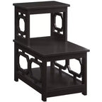 Table d'appoint à 2 niveaux avec cadre en L et trois étagères de rangement – 60,3 cm H x 60,3 cm L x 35,6 cm P, Espresso