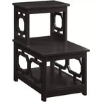 Table d'appoint à 2 niveaux avec cadre en L et trois étagères de rangement – 60,3 cm H x 60,3 cm L x 35,6 cm P, Espresso