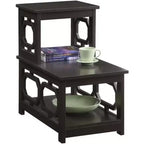 Table d'appoint à 2 niveaux avec cadre en L et trois étagères de rangement – 60,3 cm H x 60,3 cm L x 35,6 cm P, Espresso
