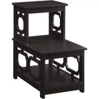 Table d'appoint à 2 niveaux avec cadre en L et trois étagères de rangement – 60,3 cm H x 60,3 cm L x 35,6 cm P, Espresso