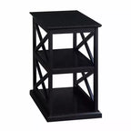 Table d'appoint avec cadre en double X et trois étagères – 63,5 cm H x 35,5 cm l x 61 cm P, Noir