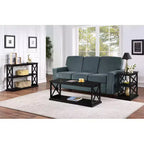 Table d'appoint avec cadre en double X et trois étagères – 63,5 cm H x 35,5 cm l x 61 cm P, Noir