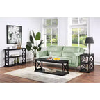 Table d'appoint avec cadre en double X et trois étagères – 63,5 cm H x 35,5 cm l x 61 cm P, Noir