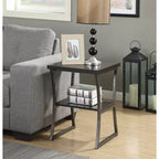 HomeStock Belmont Three Tier End Table with Open Storage Shelves, Cross Frame Design and Sleek Finish for Display or Everyday Use