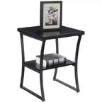 Table d'appoint en métal à trois niveaux avec cadre en croix – 60,3 cm H x 45,1 cm L x 45,1 cm P, Espresso/Gris ardoise