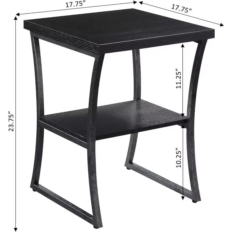 Table d'appoint en métal à trois niveaux avec cadre en croix – 60,3 cm H x 45,1 cm L x 45,1 cm P, Espresso/Gris ardoise
