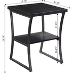 Table d'appoint en métal à trois niveaux avec cadre en croix – 60,3 cm H x 45,1 cm L x 45,1 cm P, Espresso/Gris ardoise